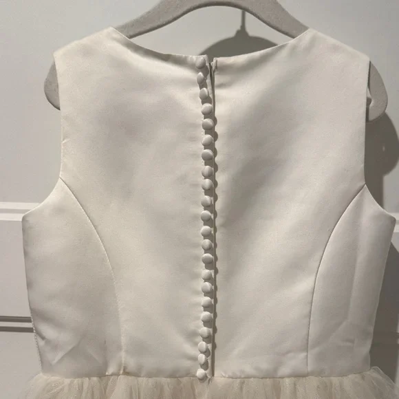 David's Bridal White Tulle Flower Girl Dress - Picture 6 of 8